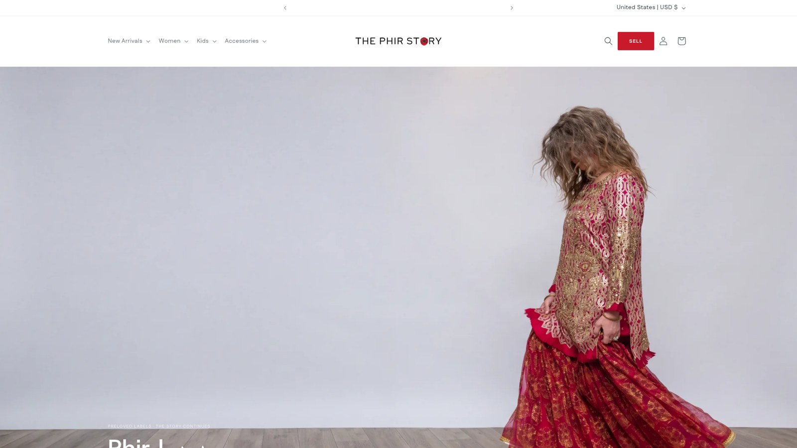 The Phir Story storefront homepage